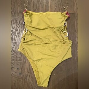 NWT Zara chartreuse strapless Swimsuit